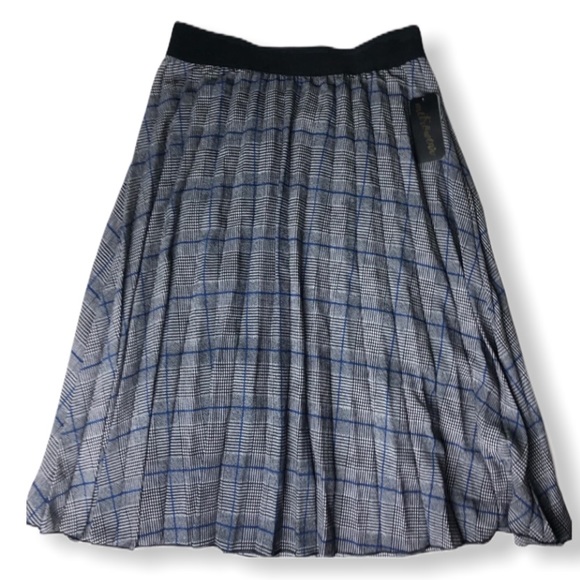 Metro Wear Blue Striped Pleated Midi Full Skirt Size M - Picture 2 of 10